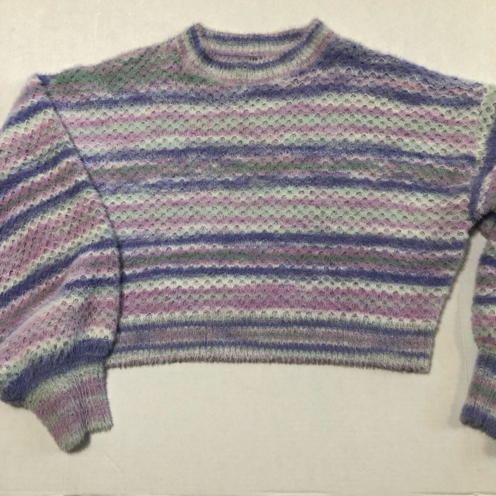 Forever 21 Pastel Striped purple Crew Neck soft Sweater women’s size XL
